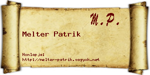 Melter Patrik névjegykártya